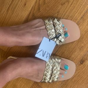 Zara Gold flat Grecian Sandals